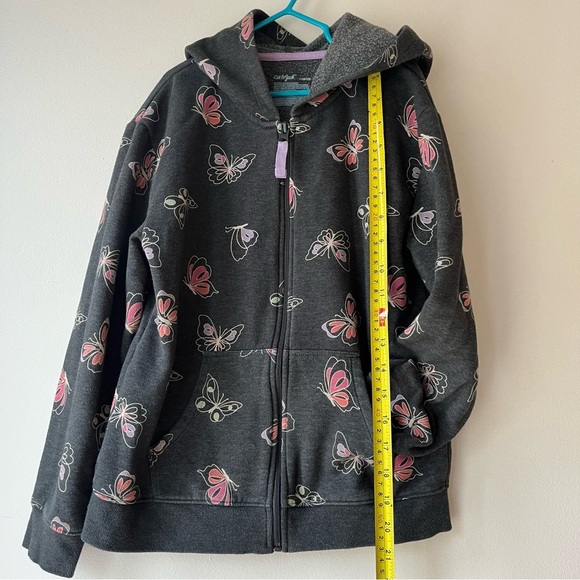 Cat & Jack Girls Butterfly Zip Up Hoodie Jacket Gray Fleece Lined Size 10/12 - Picture 4 of 9